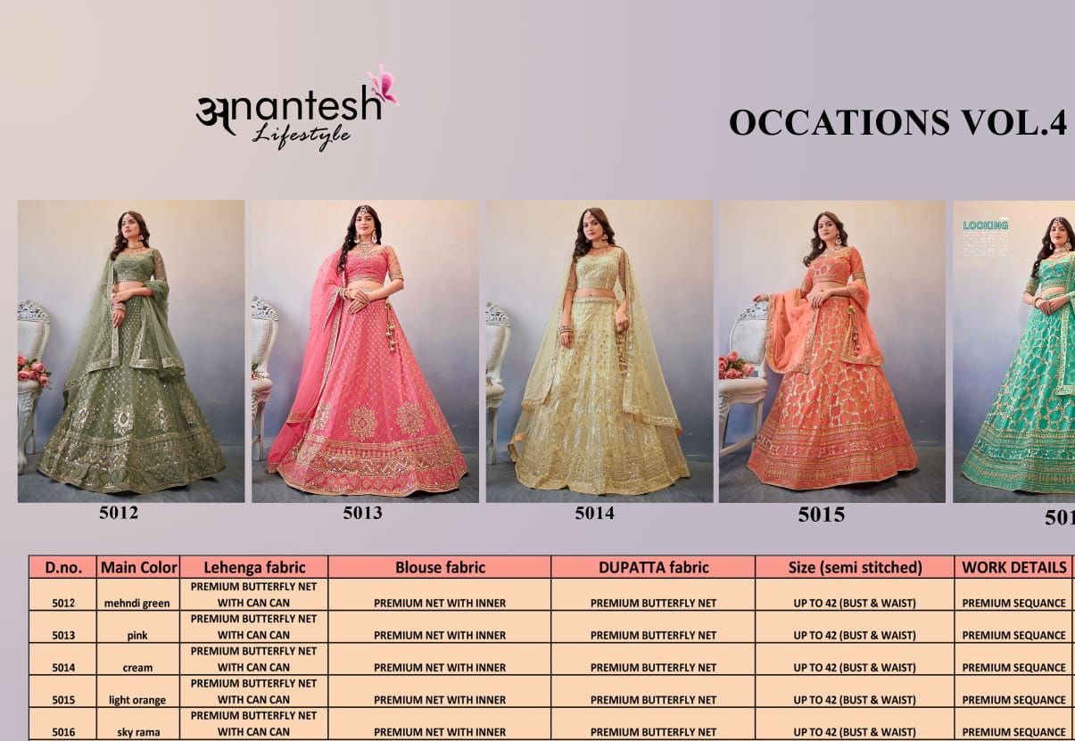 Occations Vol 4 By Anantesh Designer Lehenga Choli Catalog